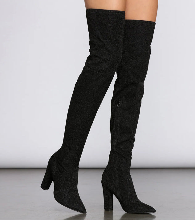 No Joke Glitter Thigh High Boots Windsor