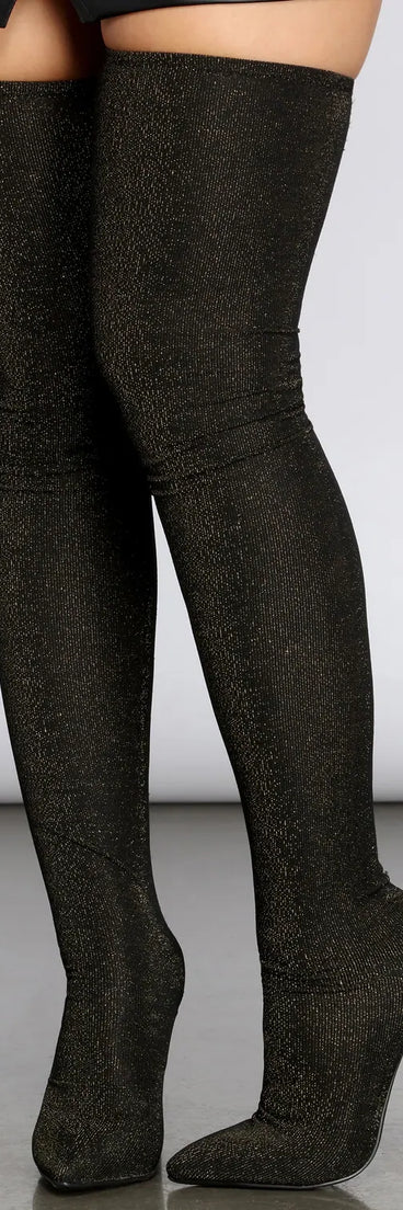 Midnight Kisses Knit Thigh High Boots