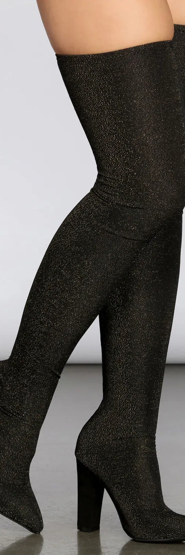 Midnight Kisses Knit Thigh High Boots