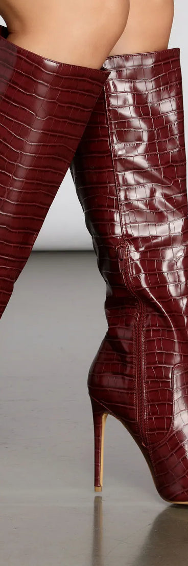 Make An Impression Croc Stiletto Boots