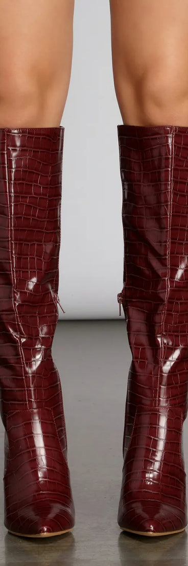 Make An Impression Croc Stiletto Boots
