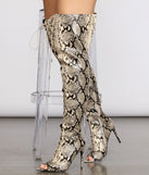 Doin' Damage Thigh High Snake Stiletto Boots