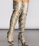 Doin' Damage Thigh High Snake Stiletto Boots