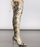 Doin' Damage Thigh High Snake Stiletto Boots