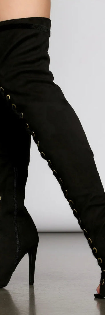 Bad Type Faux Suede Thigh High Boots