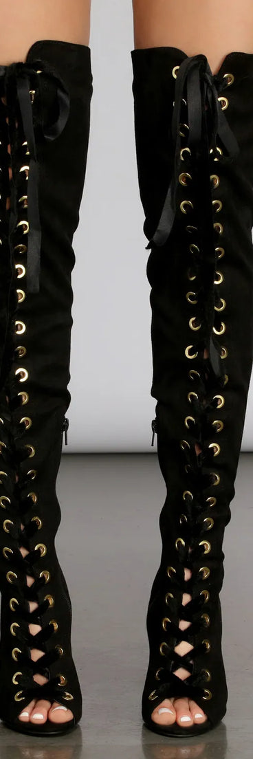 Bad Type Faux Suede Thigh High Boots