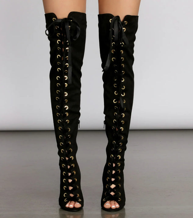 Bad Type Faux Suede Thigh High Boots Windsor
