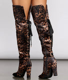 Leopard Print Thigh High Velvet Boots