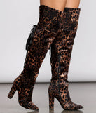 Leopard Print Thigh High Velvet Boots