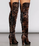 Leopard Print Thigh High Velvet Boots