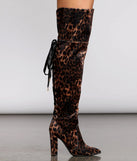 Leopard Print Thigh High Velvet Boots