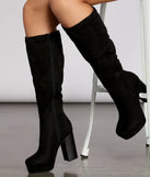 Platform Knee-High Faux Suede Boots