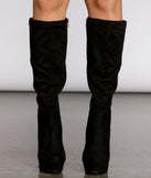 Platform Knee-High Faux Suede Boots