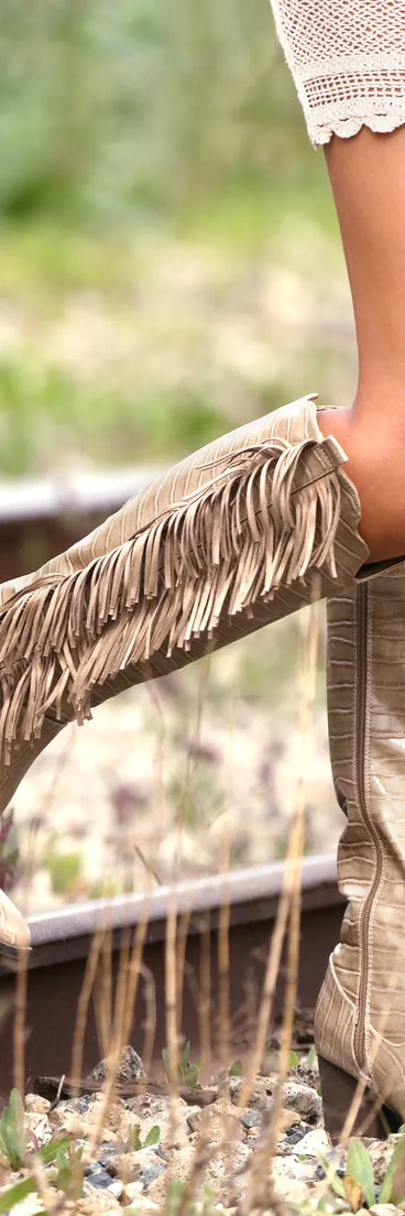 Scoot N' Boogey Fringe Tan Cowboy Boots