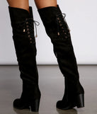 Faux Suede Lace-Up Stacked Heel Boots
