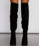 Faux Suede Lace-Up Stacked Heel Boots