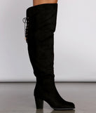 Faux Suede Lace-Up Stacked Heel Boots