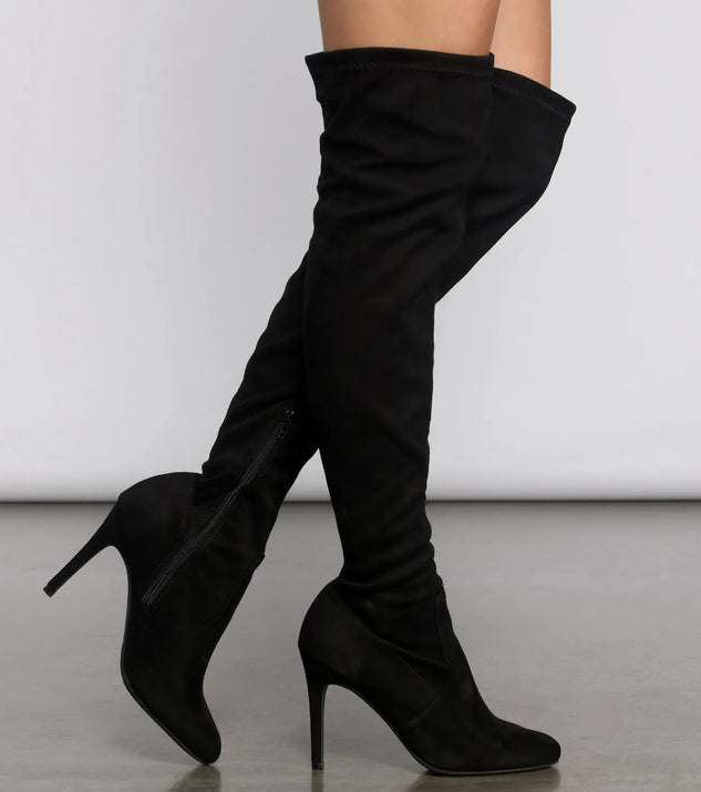 Essential Faux Suede Stiletto Thigh High Boots