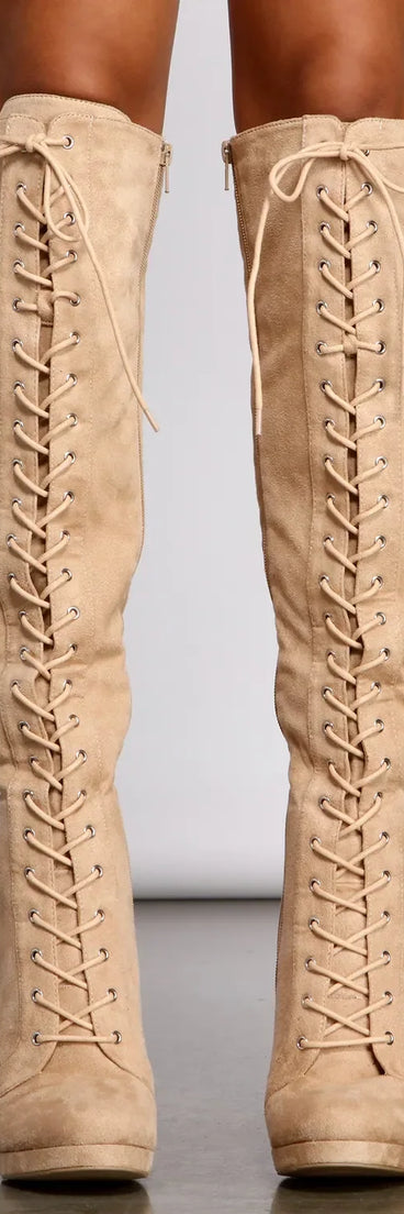 Faux Suede Over The Knee Stiletto Boots