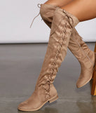 Lace-Up Faux Suede Over The Knee Boots
