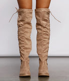 Lace-Up Faux Suede Over The Knee Boots