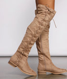 Lace-Up Faux Suede Over The Knee Boots