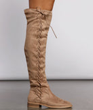 Lace-Up Faux Suede Over The Knee Boots