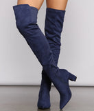 Faux Suede Over The Knee Block Heel Boots
