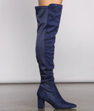 Faux Suede Over The Knee Block Heel Boots