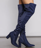Faux Suede Over The Knee Block Heel Boots