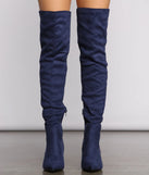 Faux Suede Over The Knee Block Heel Boots