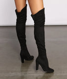 Faux Suede Over The Knee Block Heel Boots