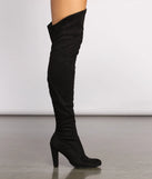 Faux Suede Over The Knee Block Heel Boots