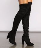 Faux Suede Over The Knee Block Heel Boots
