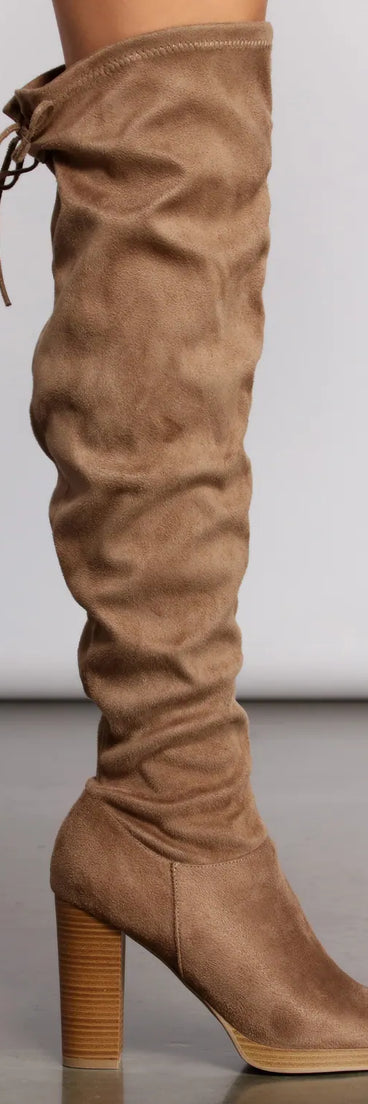 Over The Knee Stacked Block Heeled Boots