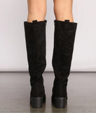 Faux Suede Below The Knee Boots