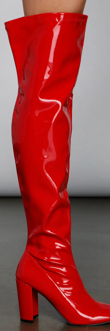 So Seductive Patent Leather Thigh-High Boots