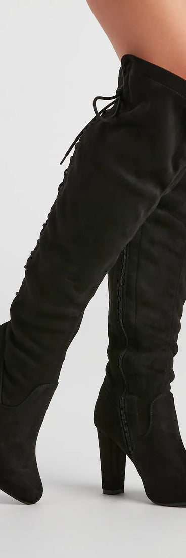 So Chic Over-The-Knee Lace Up Boots