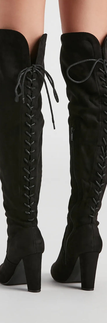 So Chic Over-The-Knee Lace Up Boots