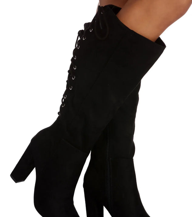 Lace Me Up Suede Boots