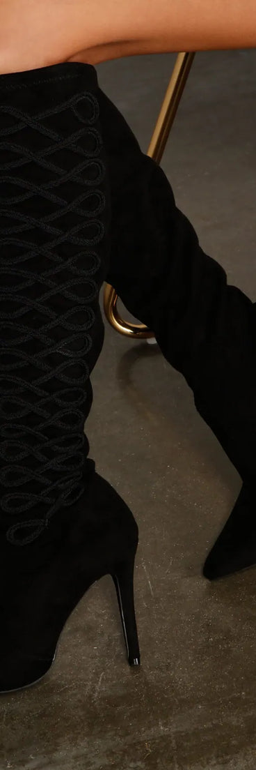 Level Up Faux Suede Stiletto Heel Boots