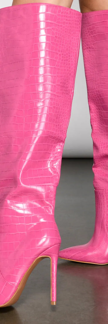 Stylish Gater Knee-High Stiletto Boots