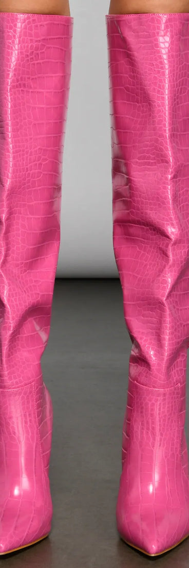 Stylish Gater Knee-High Stiletto Boots