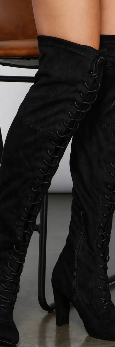 Luxe Lace-Up Over-The-Knee Boots