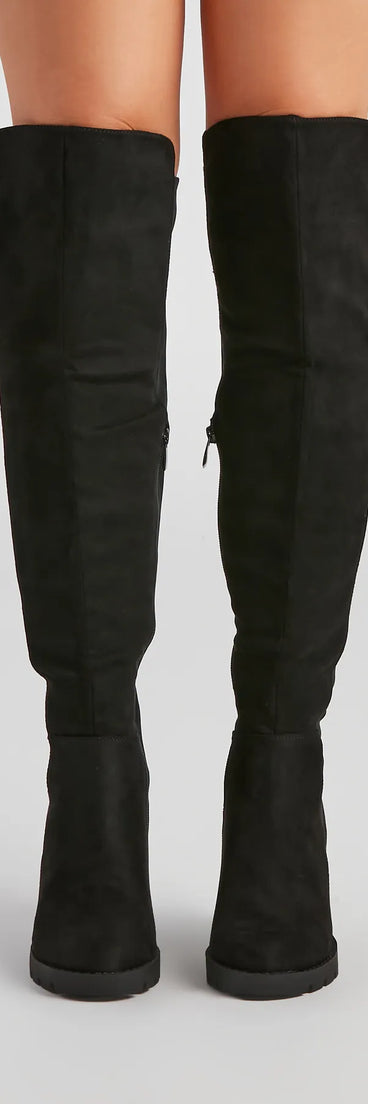 In Control Over The Knee Lug Boots