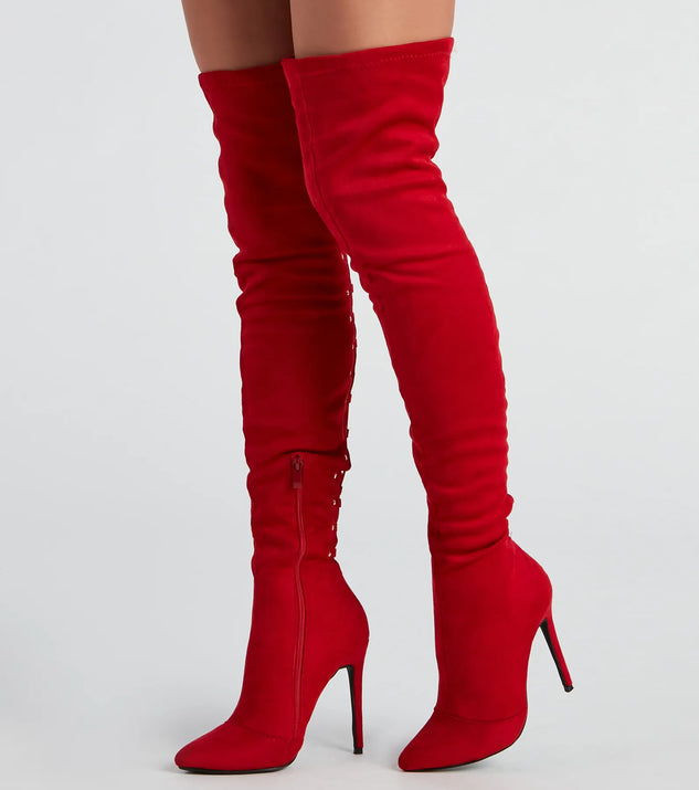 Cheap red thigh high boots on sale