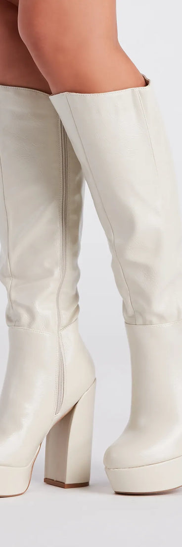 Edgy-Chic Under-The-Knee Platform Boots