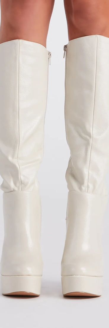 Edgy-Chic Under-The-Knee Platform Boots