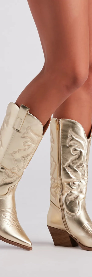 Western Shine Metallic Cowboy Boots