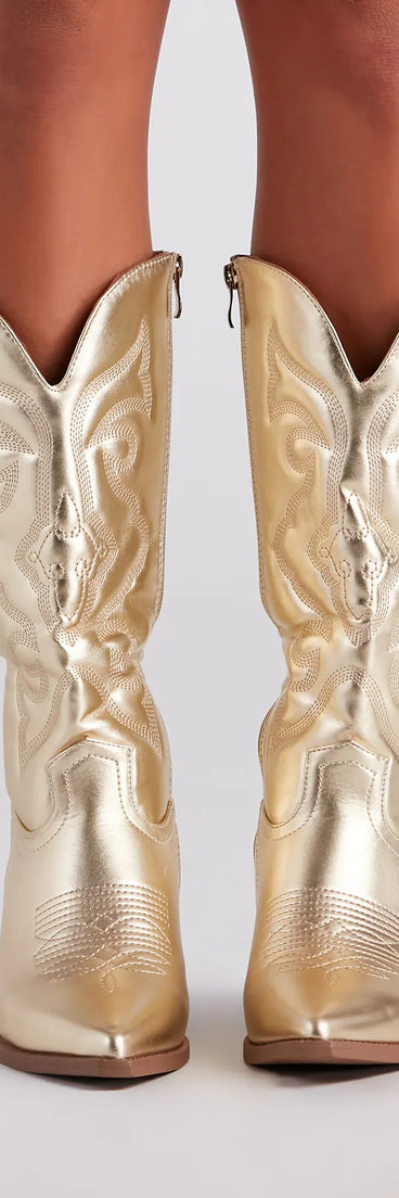 Western Shine Metallic Cowboy Boots